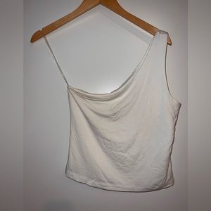 White one shoulder crop top